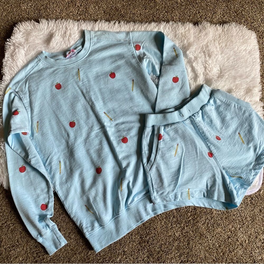 Callie Danielle Outfit Crew Neck‎ Sweatshirt Shorts School Teacher Apple Pencils